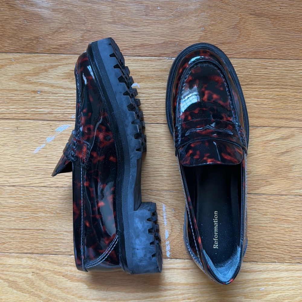 Reformation Black and Brown Loafers